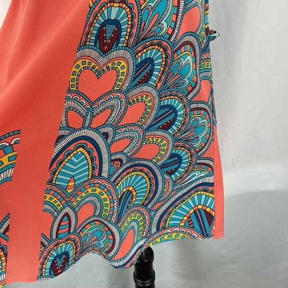 Hot & Delicious Coral Sheer Dress with Pattern - Picture 4 of 7